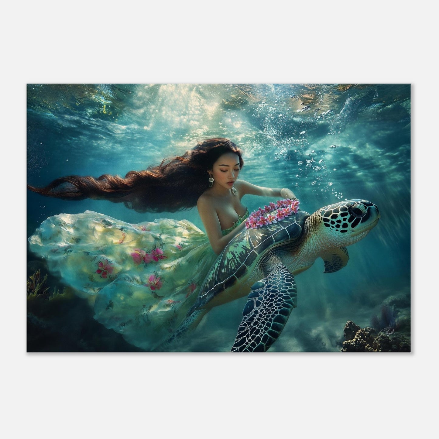Mermaid: tropical wall decor, Hawaiian sunset art, island vibes