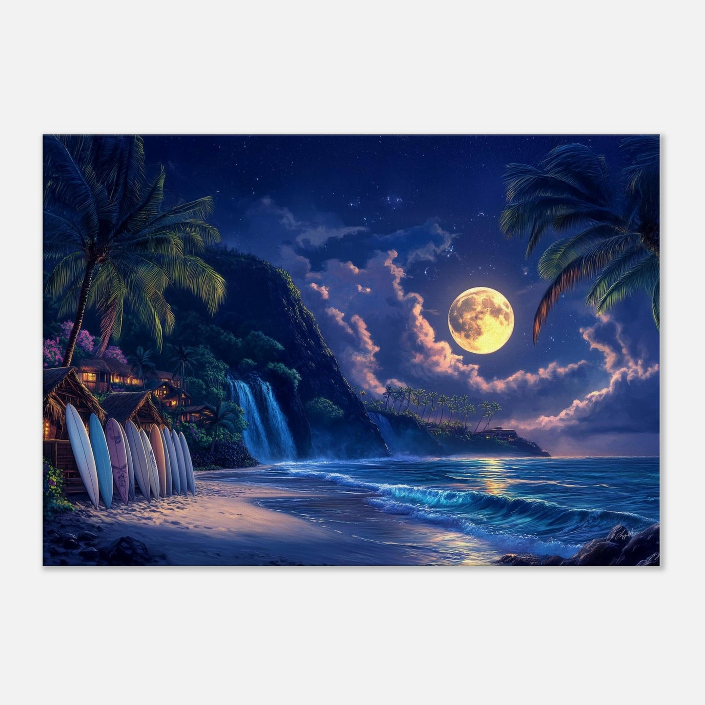 ocean art print, island Surf painting, Hawaiian fantasy print