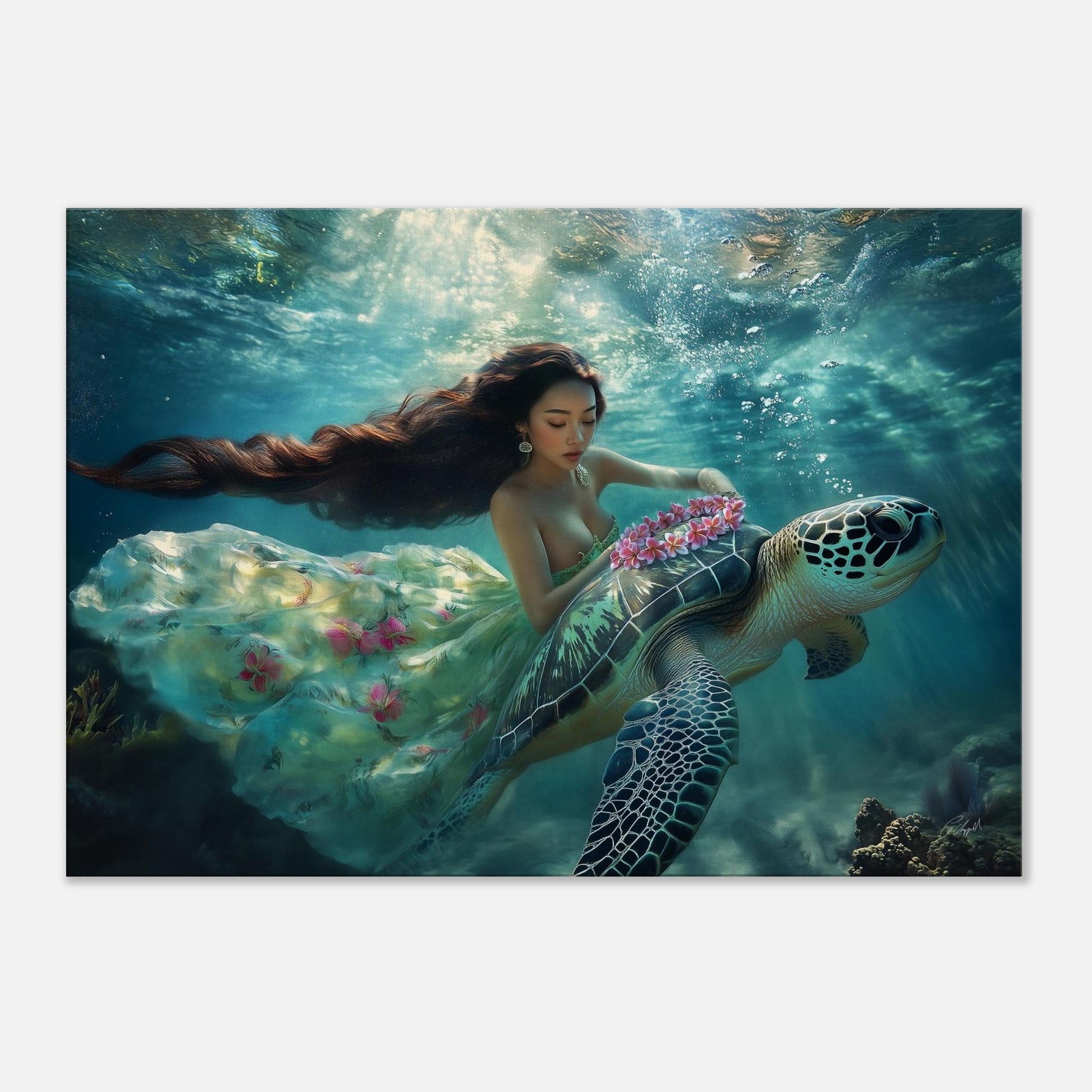 Mermaid: tropical wall decor, Hawaiian sunset art, island vibes