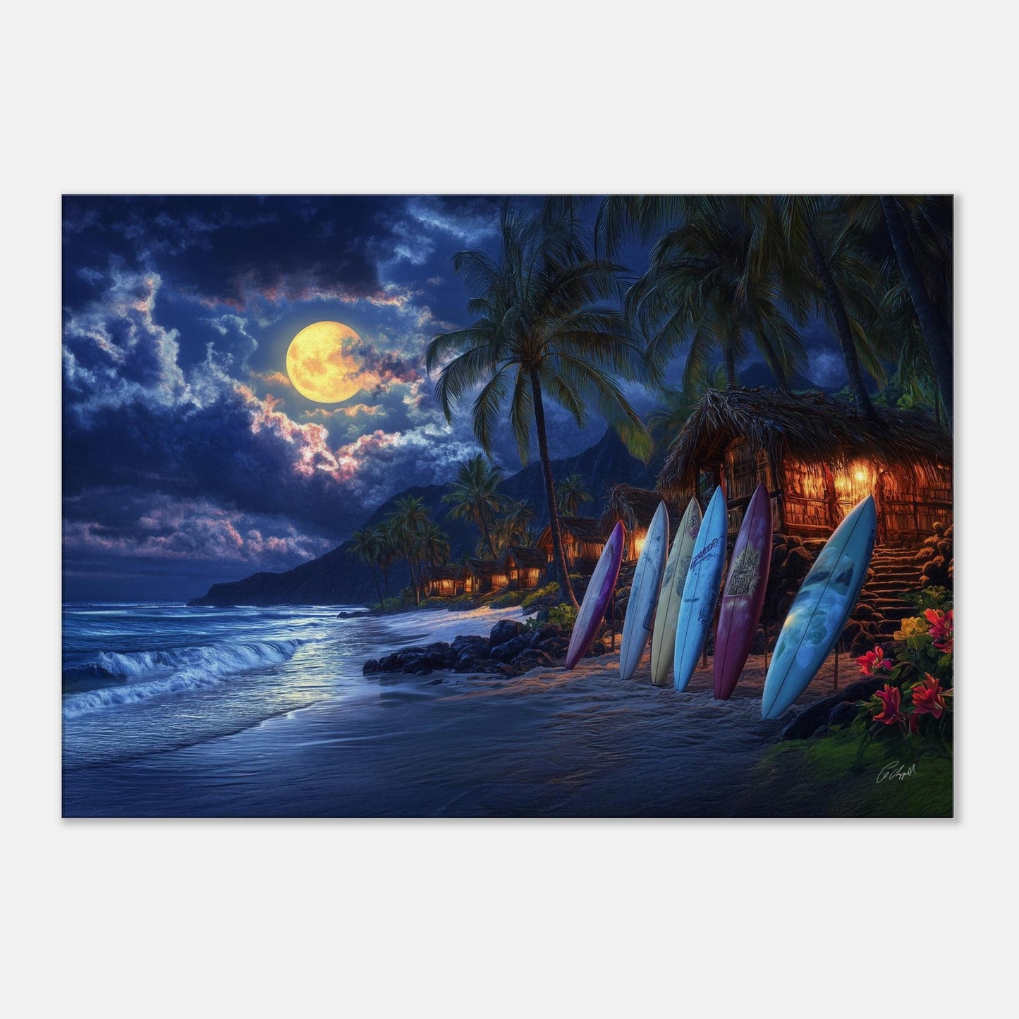 palm tree print, island surfboard painting, island vibes